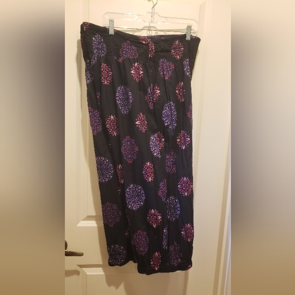 Aller Simplement Floral Black and Purple Womens Split Skirt